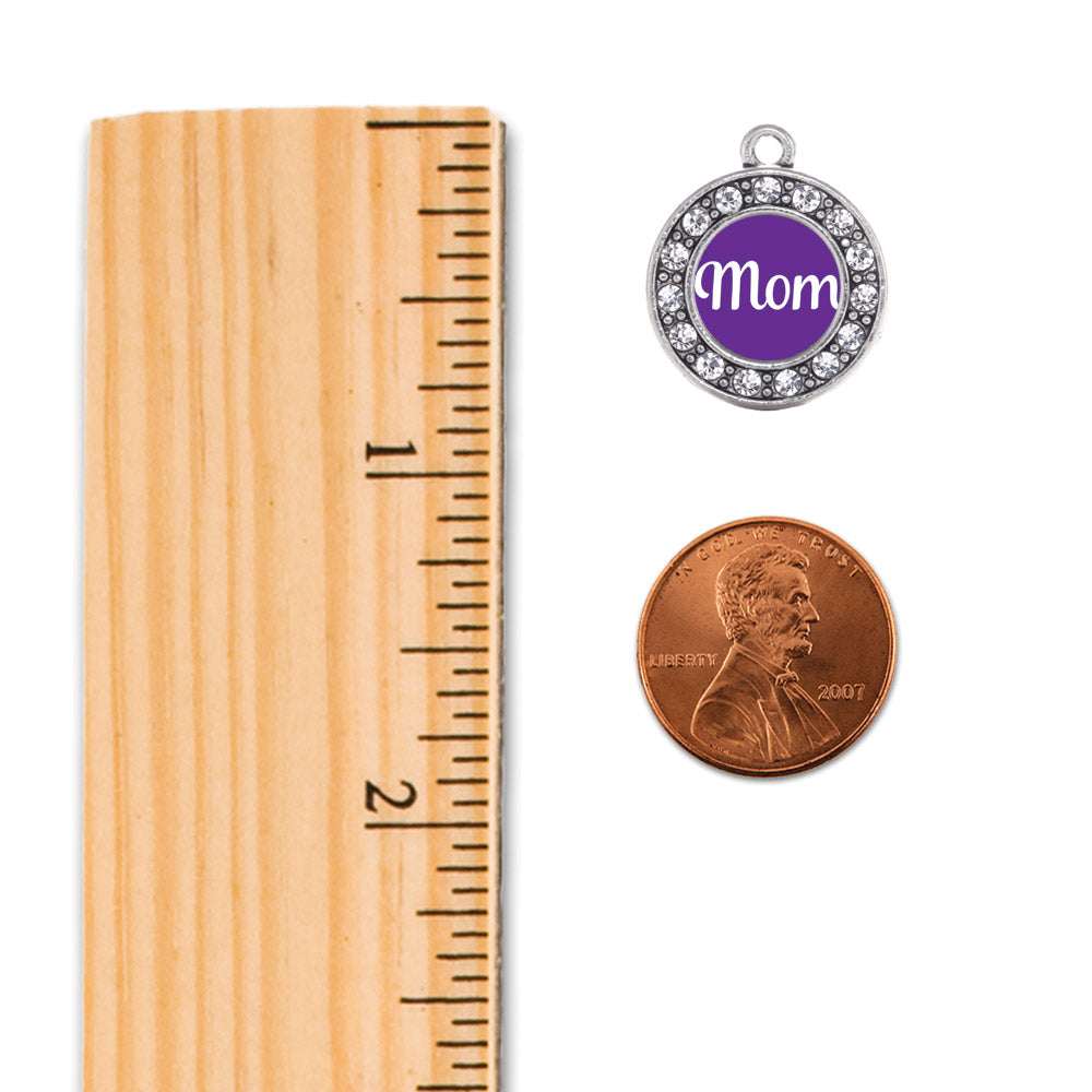 Silver Purple Mom Circle Charm Holiday Ornament