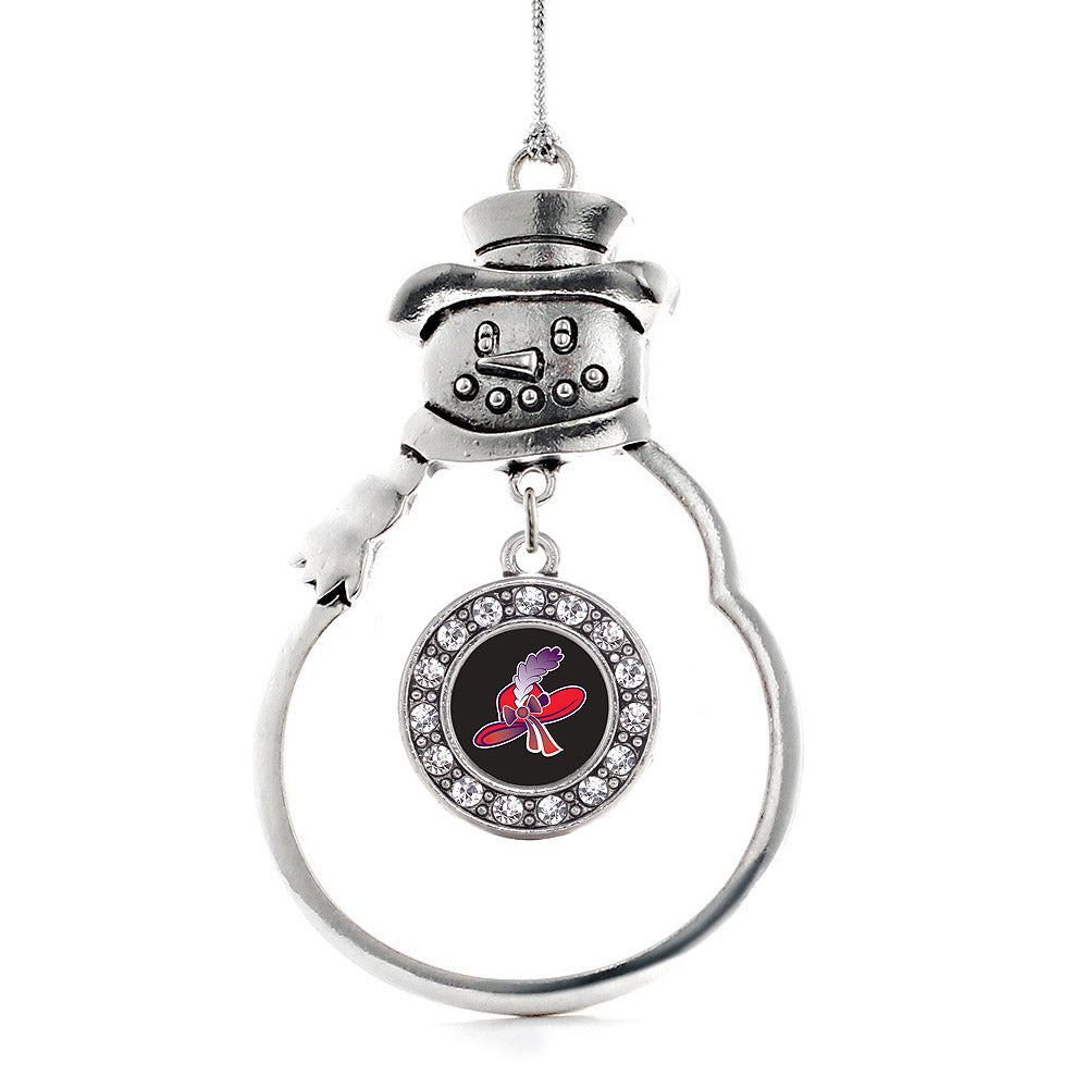 Silver Red Hat Circle Charm Snowman Ornament