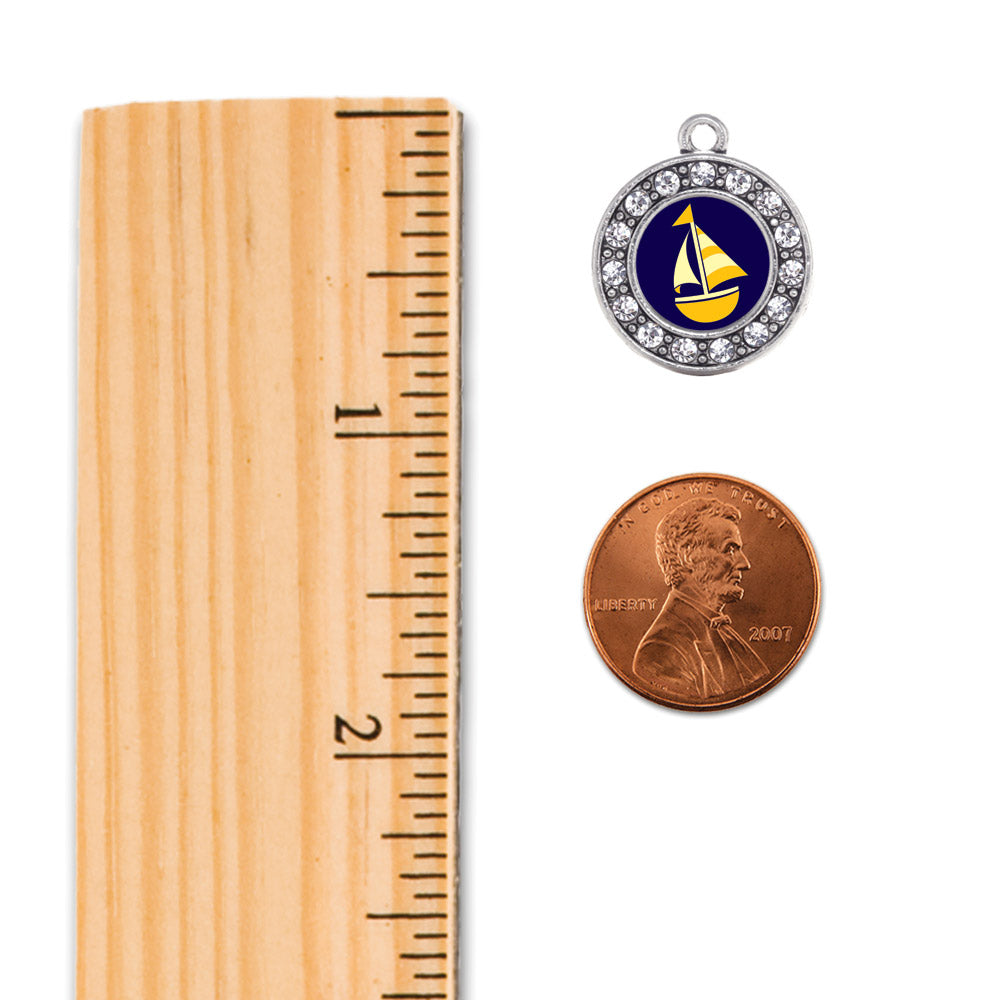 Silver Sailboat Circle Charm Snowman Ornament