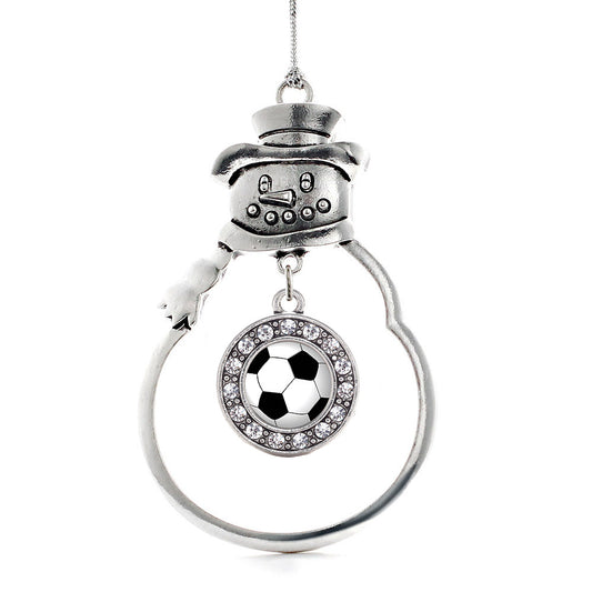 Silver Soccer Circle Charm Snowman Ornament