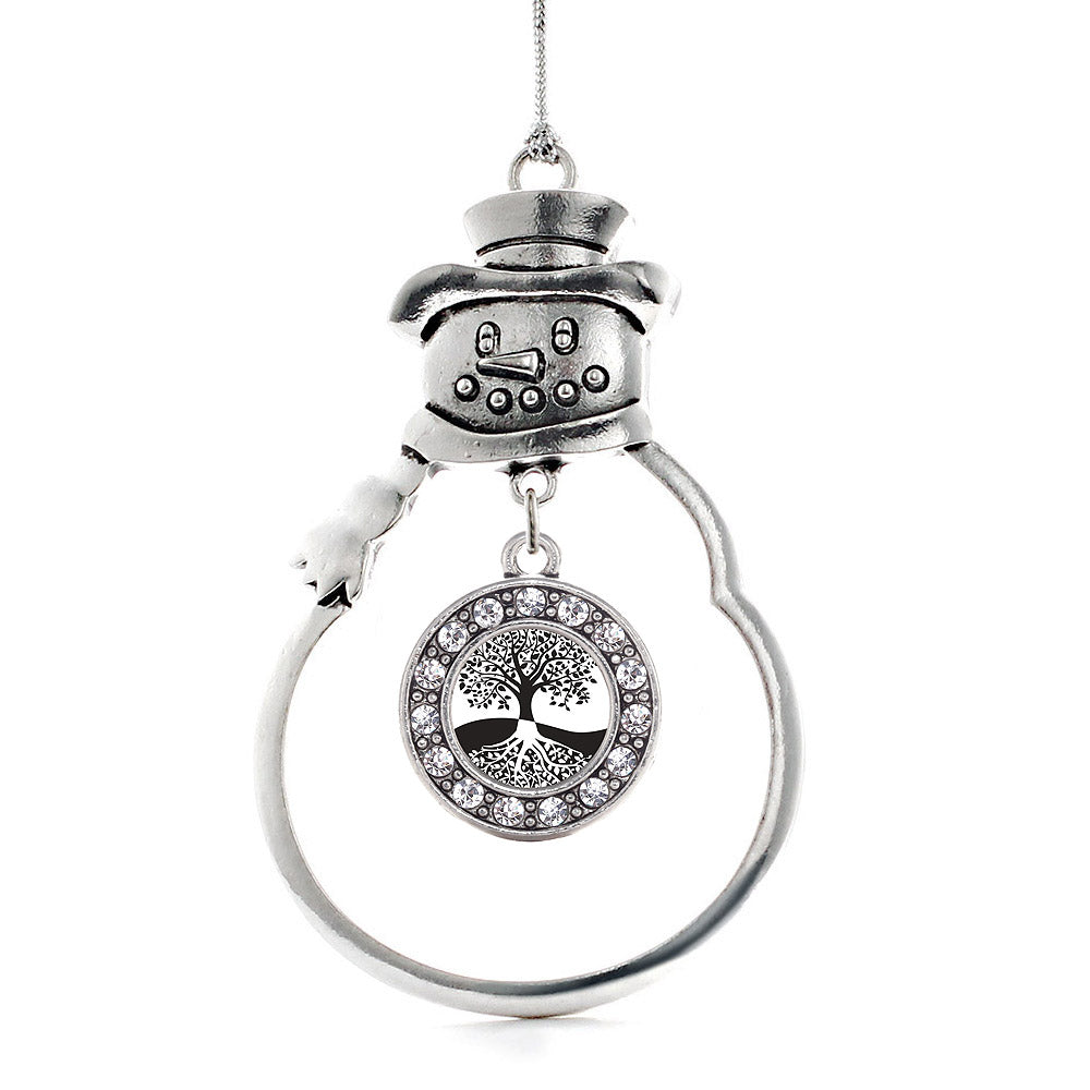 Silver Tree Of Life Circle Charm Snowman Ornament
