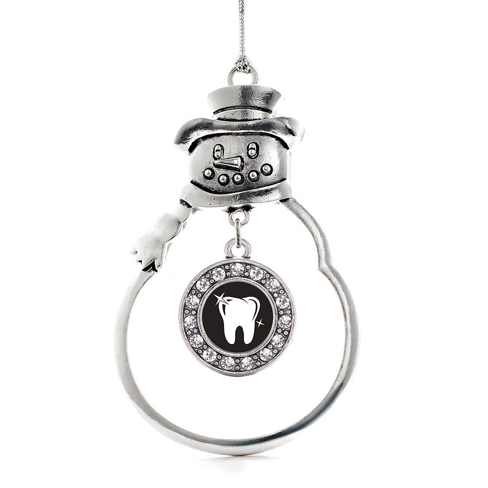 Silver Shiny Tooth Circle Charm Snowman Ornament