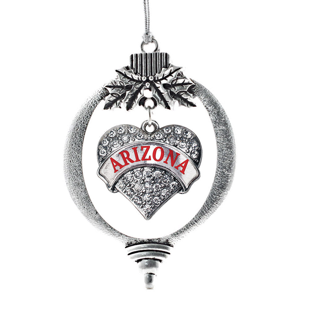 Silver Arizona Pave Heart Charm Holiday Ornament