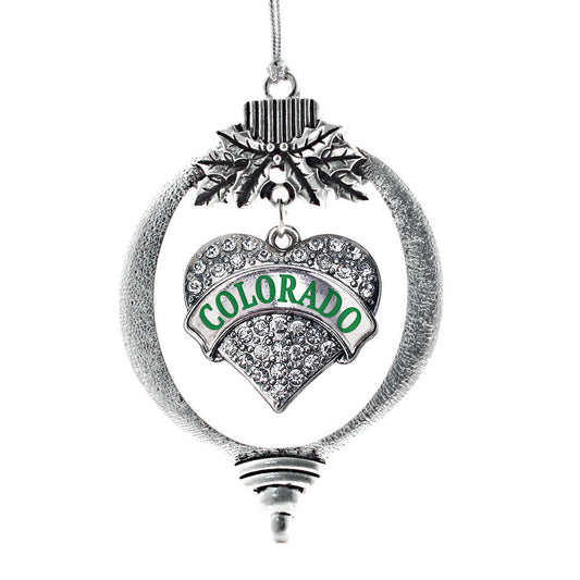 Silver Colorado Pave Heart Charm Holiday Ornament