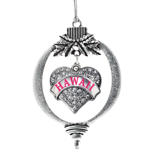 Silver Hawaii Pave Heart Charm Holiday Ornament