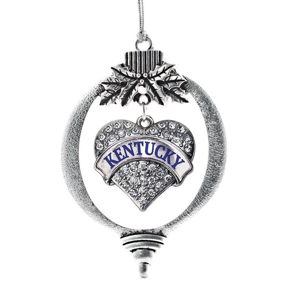 Silver Kentucky Pave Heart Charm Holiday Ornament