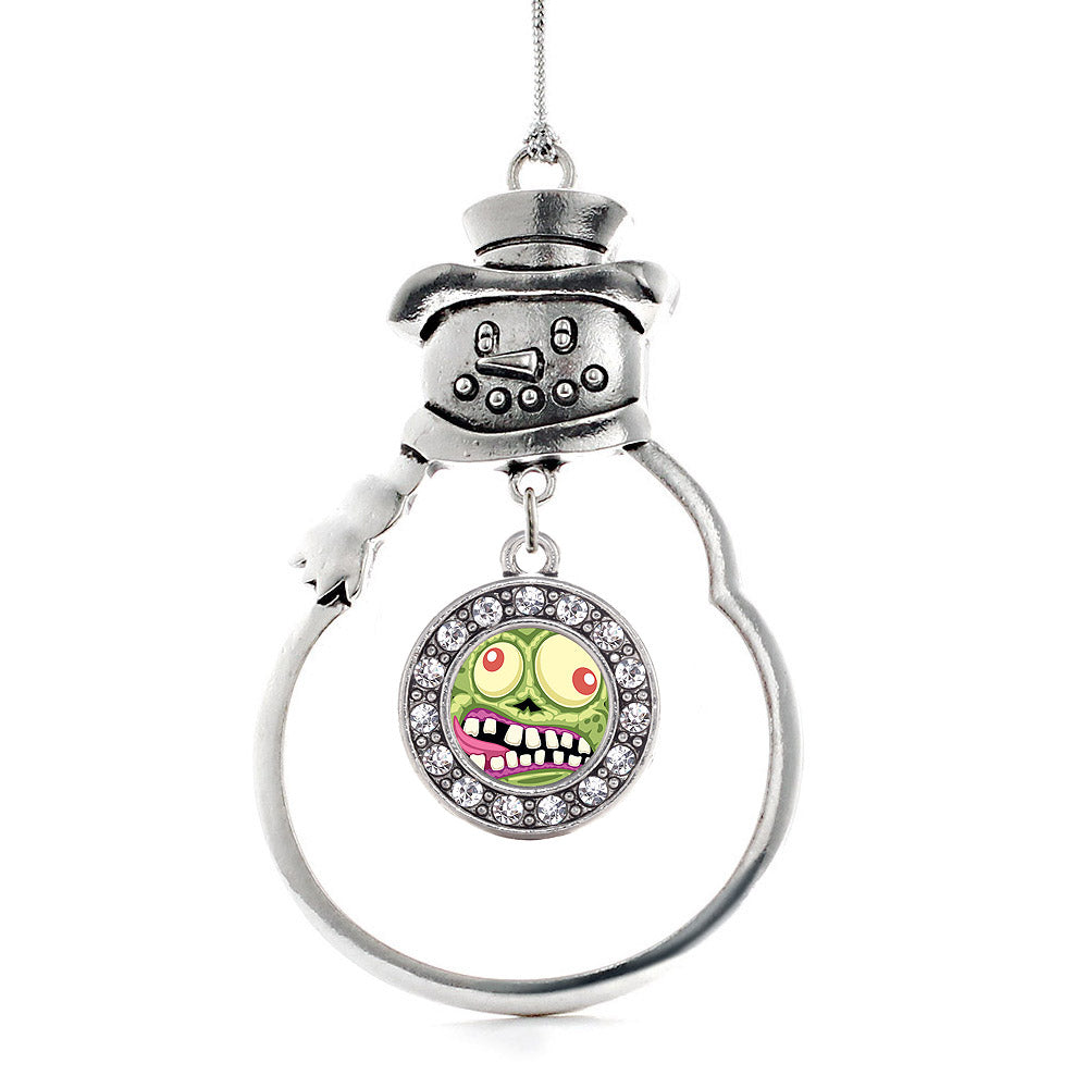 Silver Hungry Zombie Circle Charm Snowman Ornament