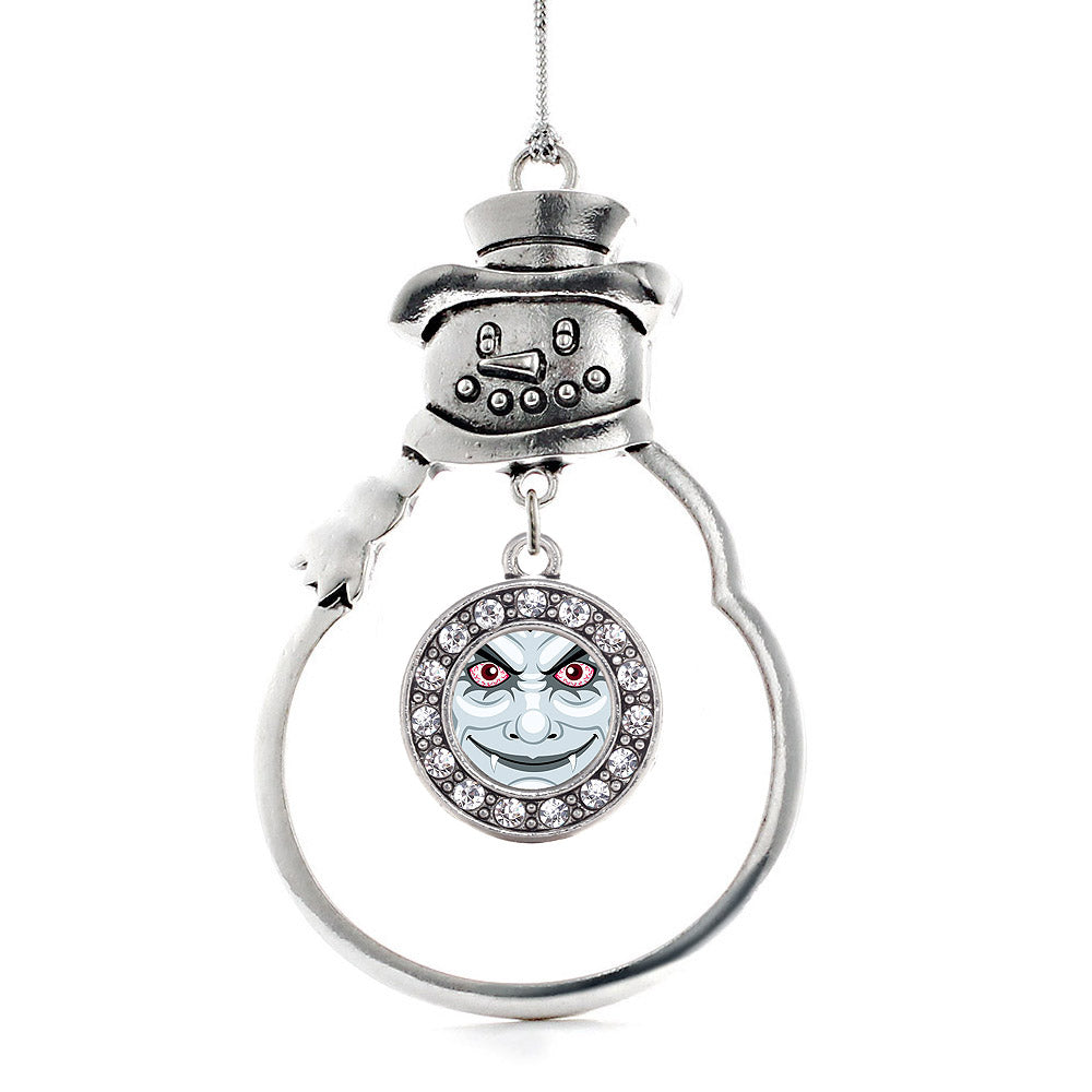 Silver Thirsty Vampire Circle Charm Snowman Ornament