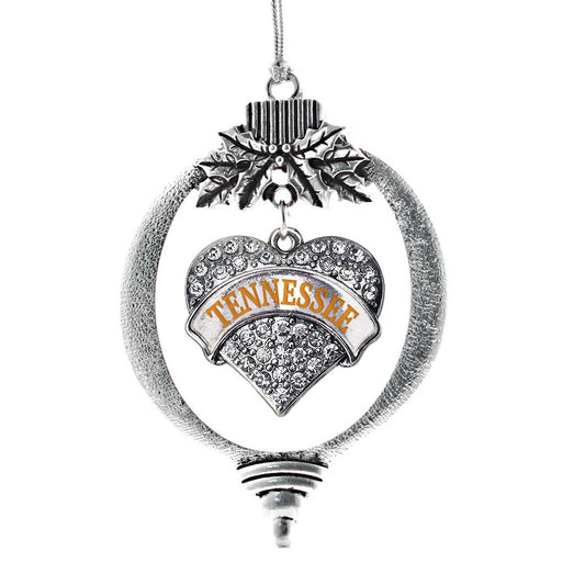 Silver Tennessee Pave Heart Charm Holiday Ornament