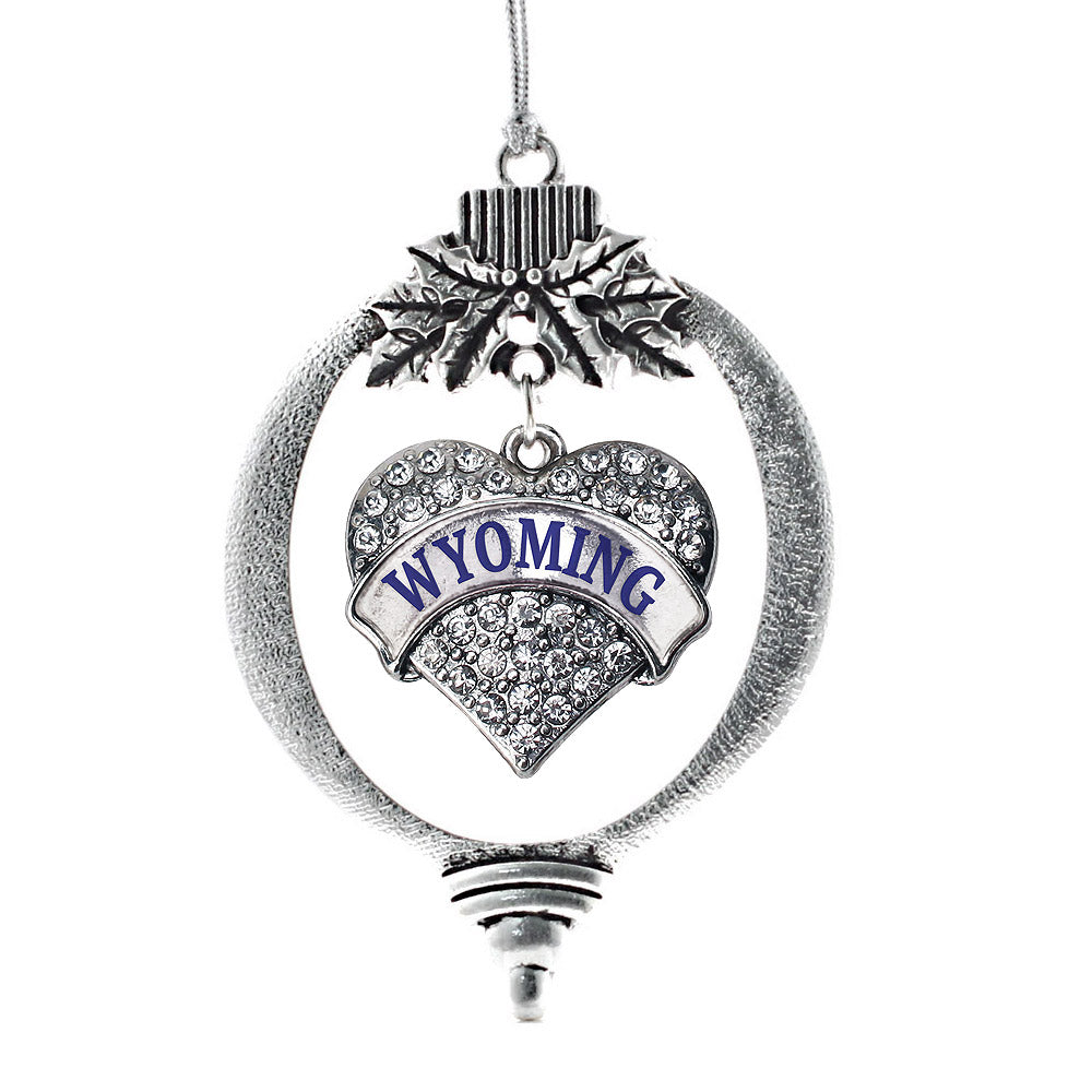 Silver Wyoming Pave Heart Charm Holiday Ornament