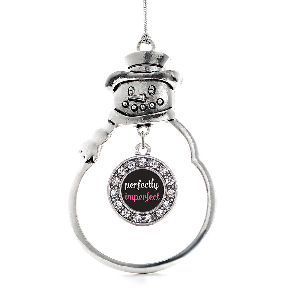 Silver Perfectly Imperfect Circle Charm Snowman Ornament