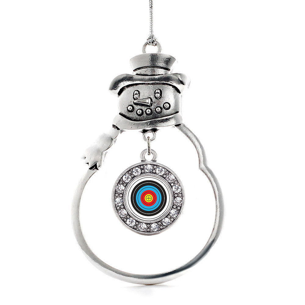 Silver Archery Bullseye Circle Charm Snowman Ornament