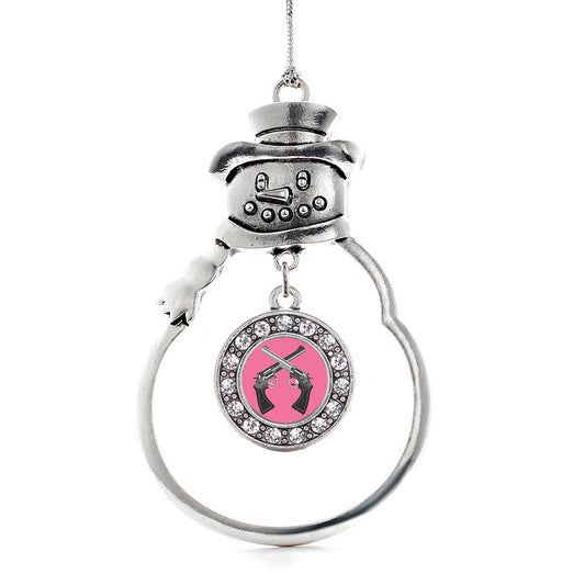 Silver Girls N' Guns Circle Charm Snowman Ornament