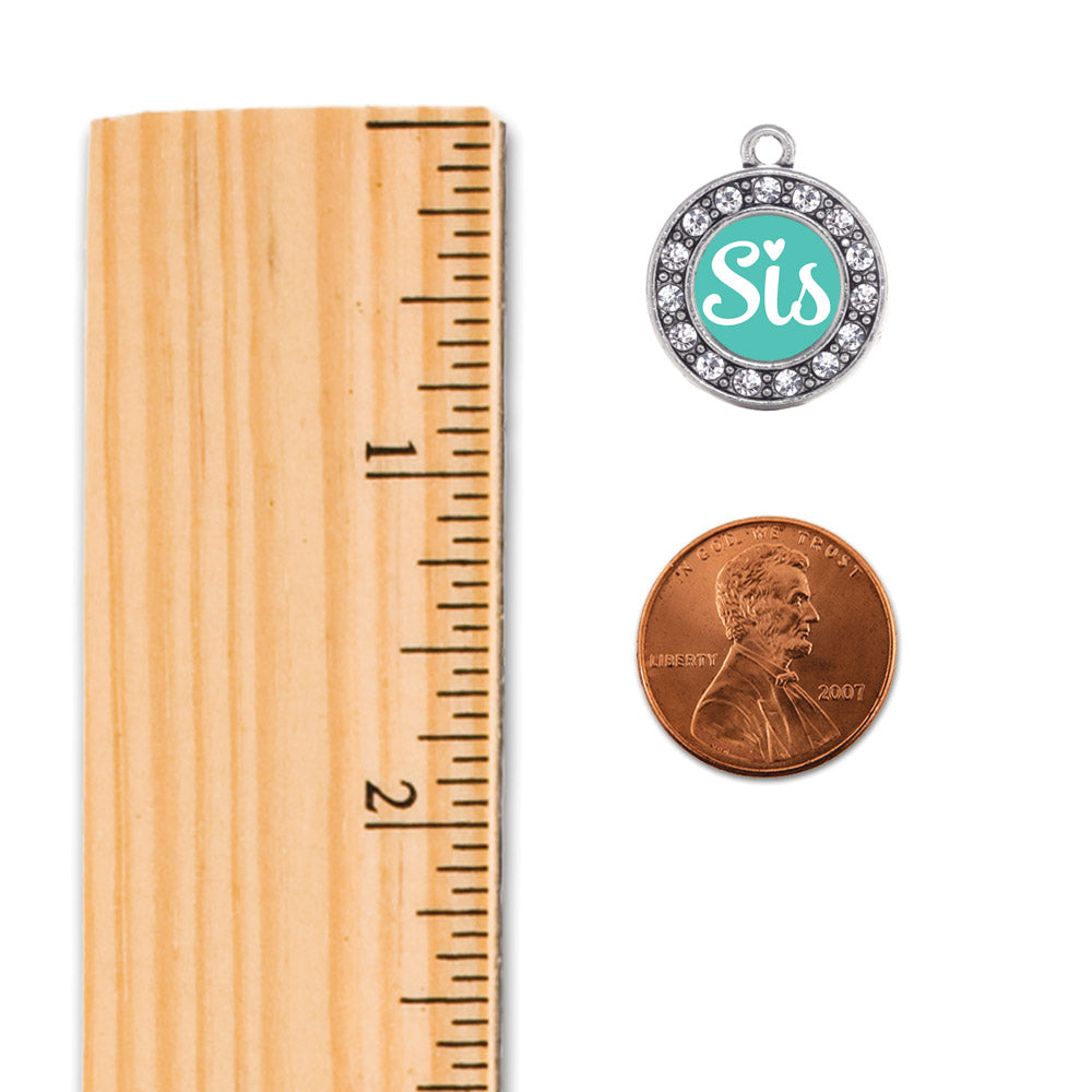 Silver Teal Sis Circle Charm Snowman Ornament