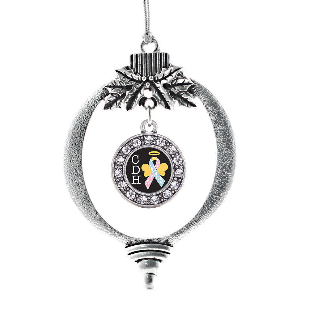 Silver CDH Awareness Circle Charm Holiday Ornament