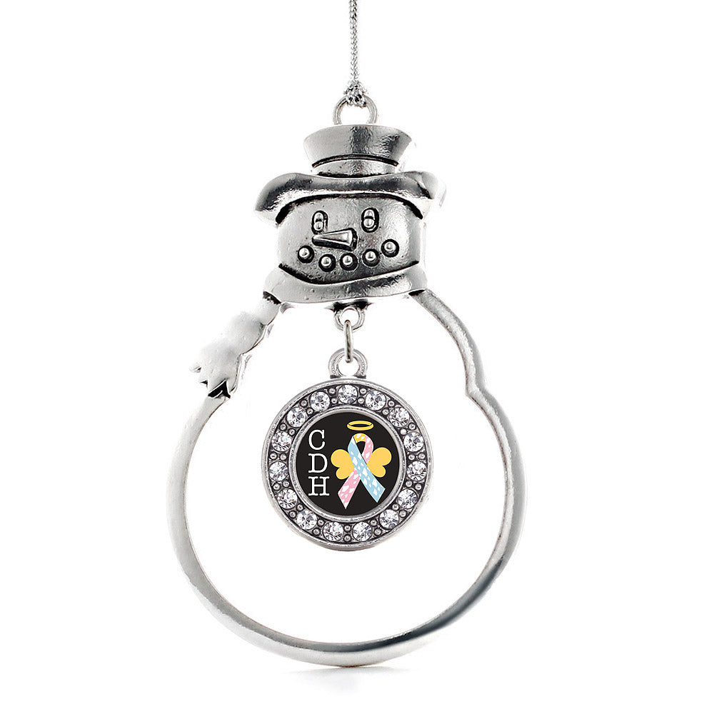 Silver CDH Awareness Circle Charm Snowman Ornament