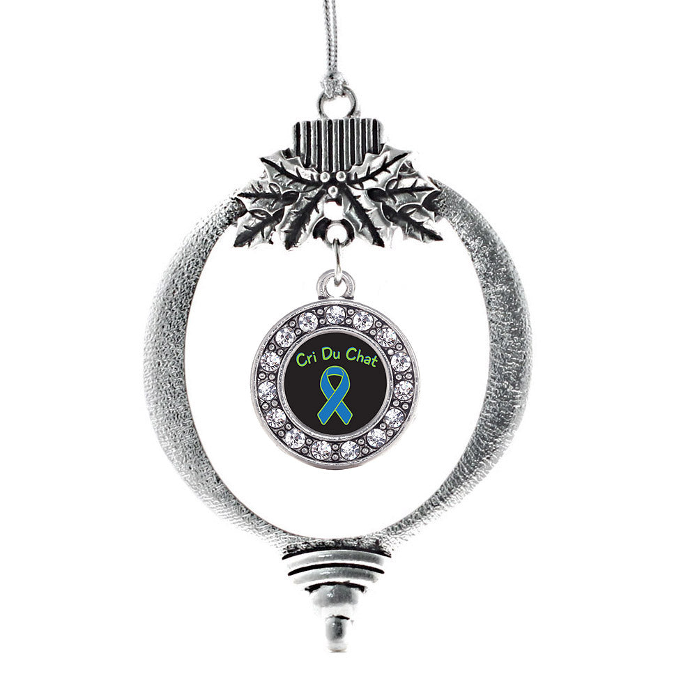 Silver Cri Du Chat Circle Charm Holiday Ornament