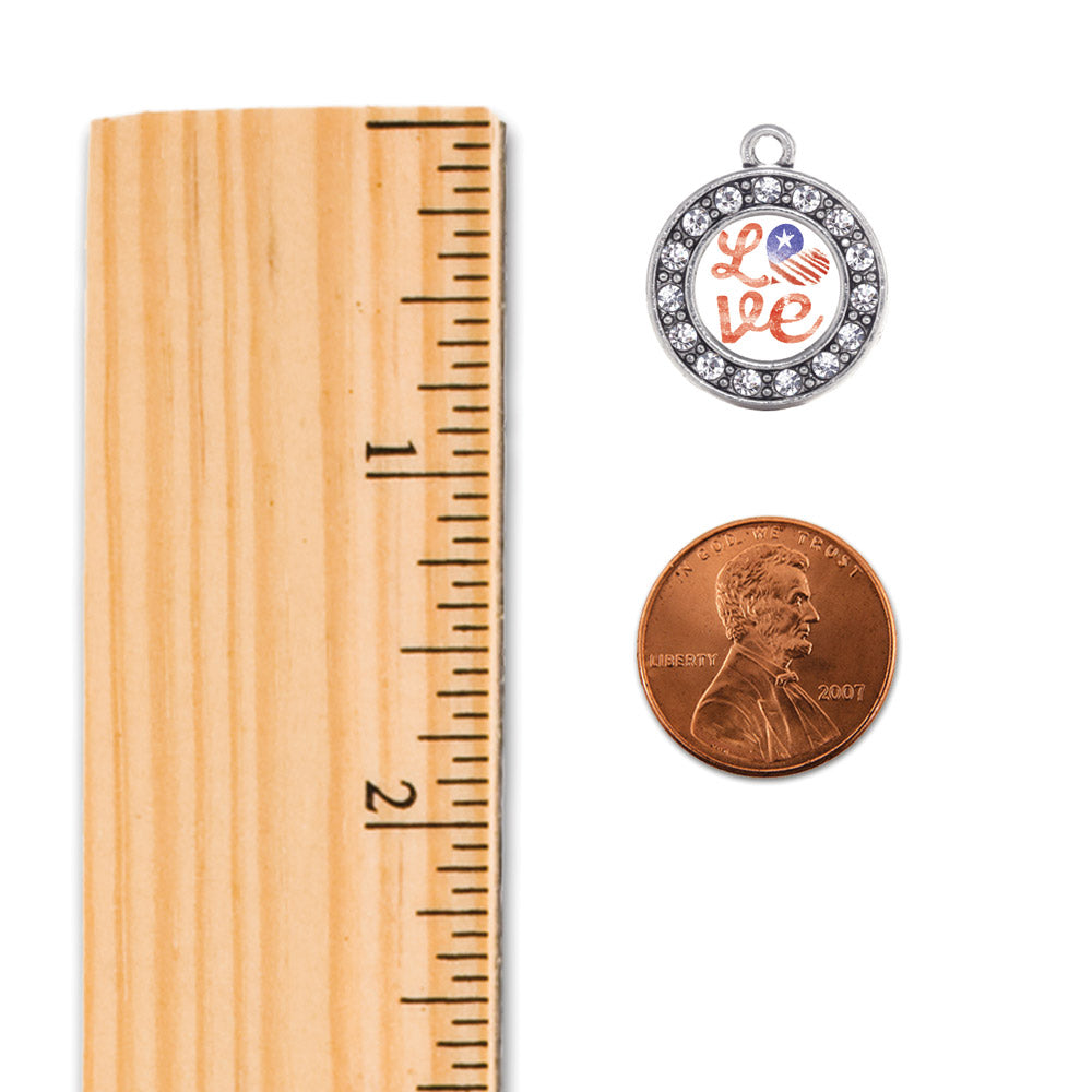 Silver Love USA Circle Charm Holiday Ornament