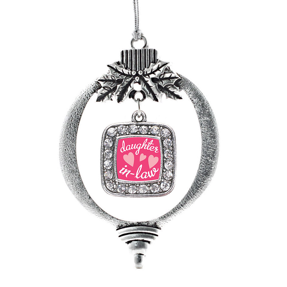Silver I Love My Daughter In Law Square Charm Holiday Ornament