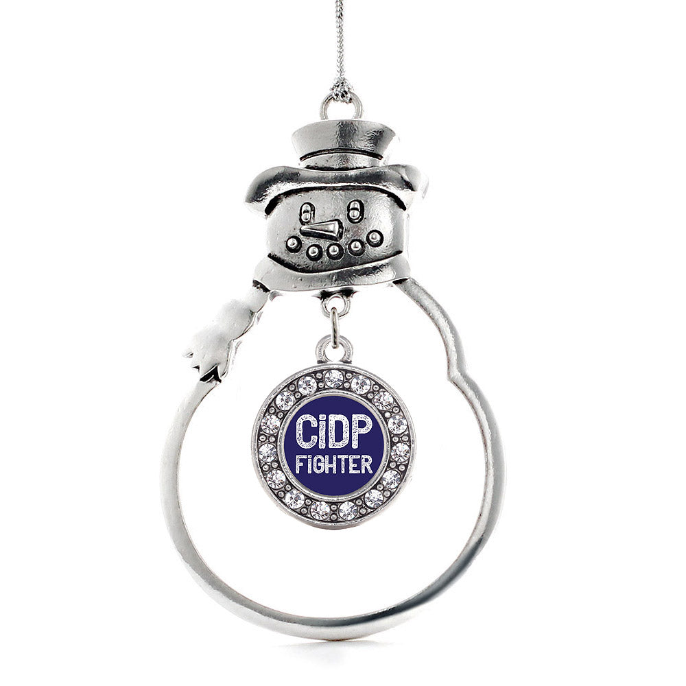 Silver CIDP Fighter Circle Charm Snowman Ornament