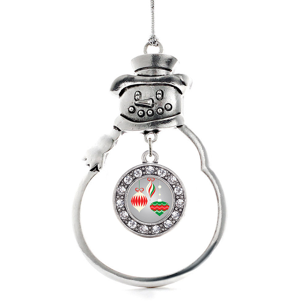 Silver Holiday Ornaments Circle Charm Snowman Ornament