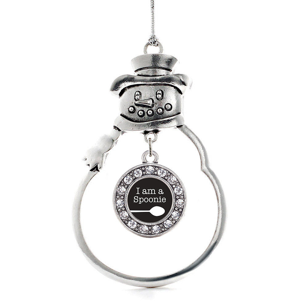 Silver I Am A Spoonie Circle Charm Snowman Ornament