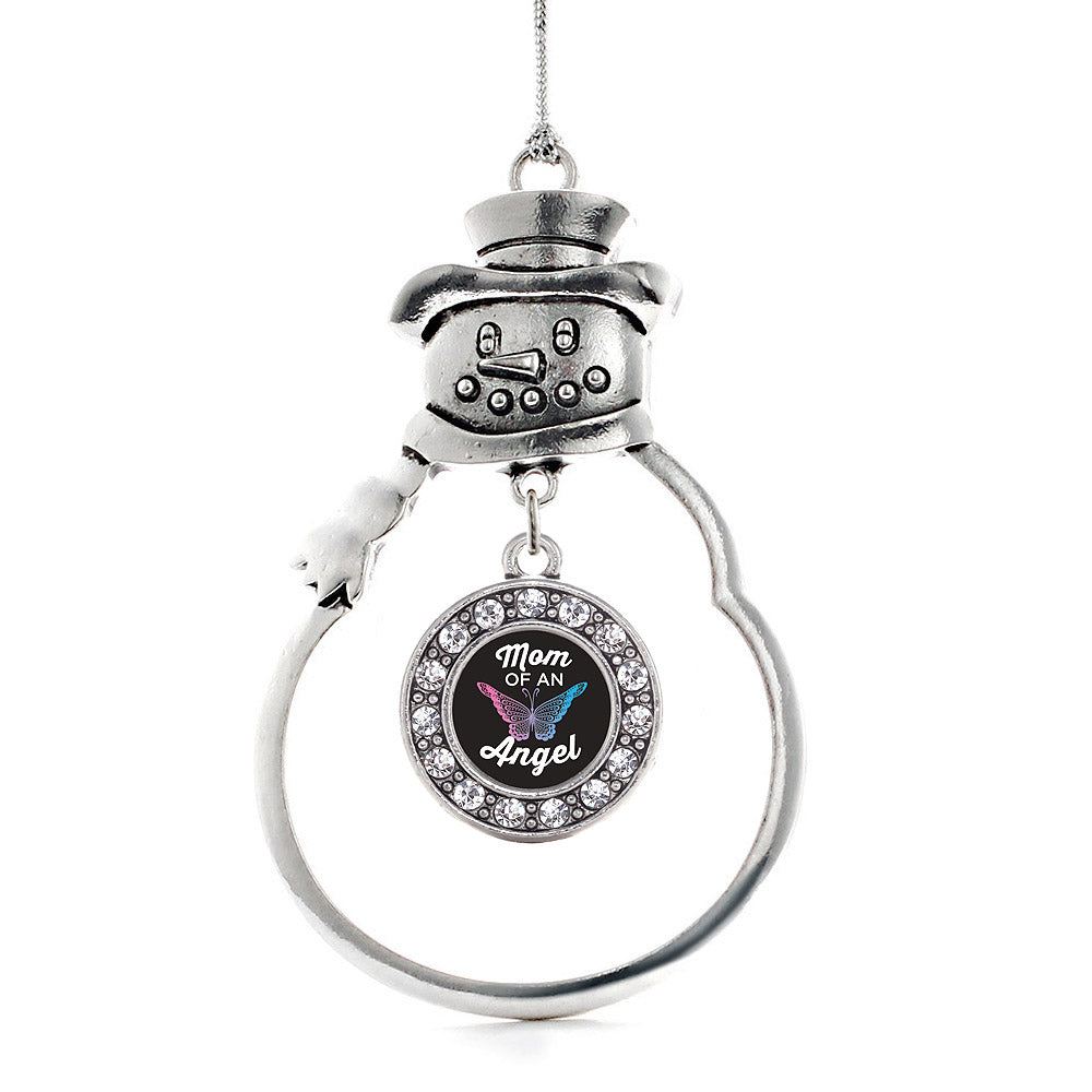 Silver Mom Of An Angel Circle Charm Snowman Ornament