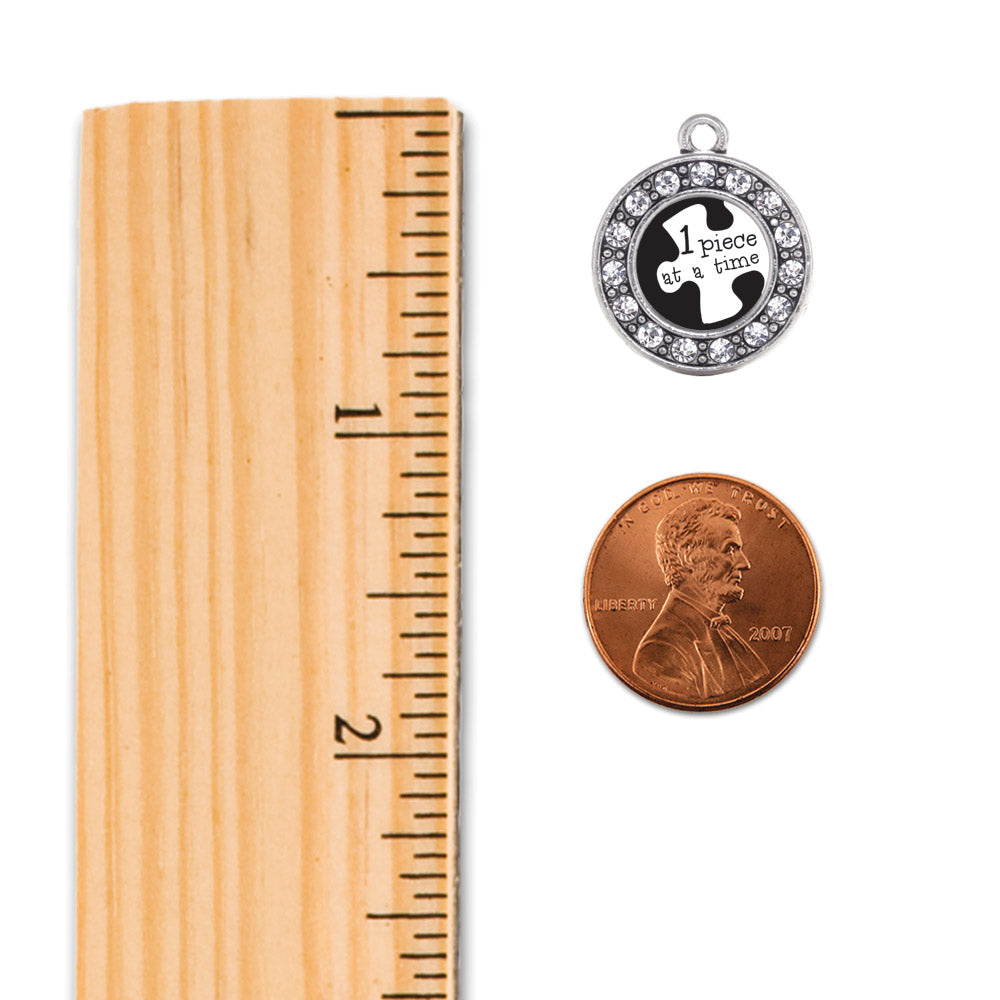 Silver One Piece at a Time Autism Awareness Circle Charm Snowman Ornament