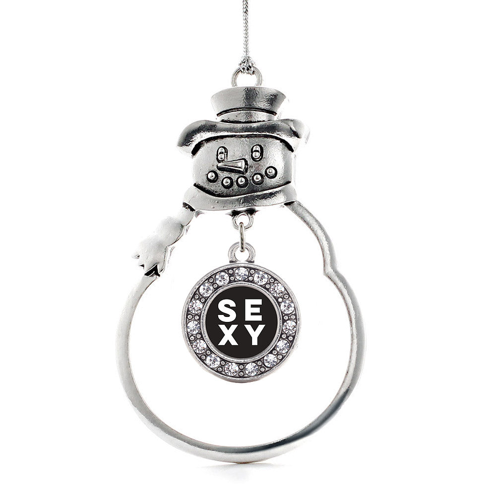 Silver Sexy Circle Charm Snowman Ornament