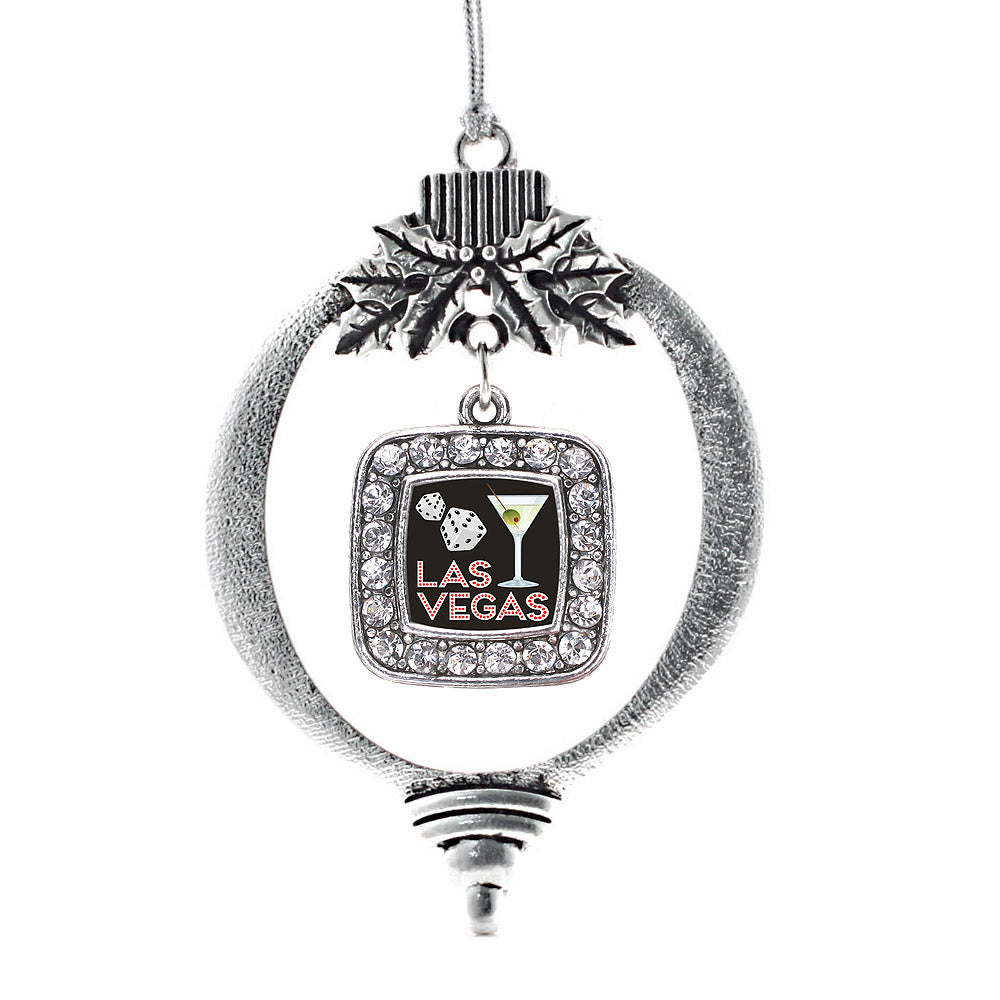 Silver Las Vegas Square Charm Holiday Ornament