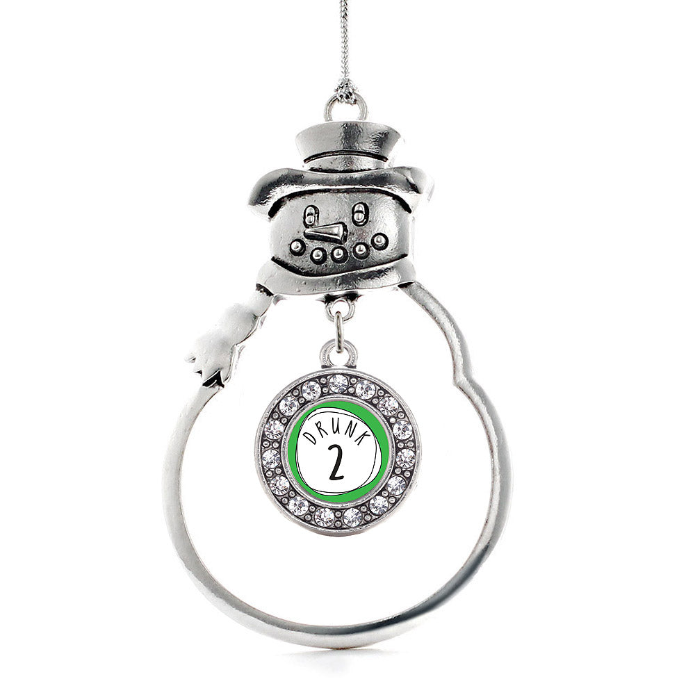 Silver Drunk Two Circle Charm Snowman Ornament