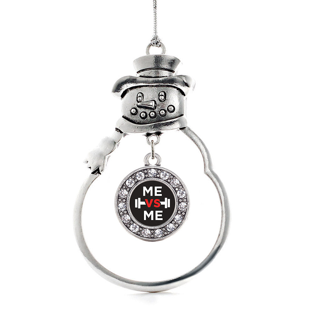 Silver Me vs Me Circle Charm Snowman Ornament