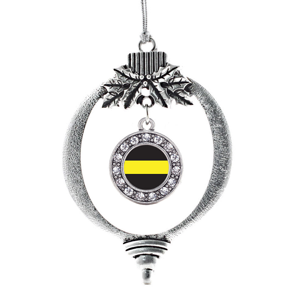 Silver Thin Gold Line Dispatcher Support Circle Charm Holiday Ornament