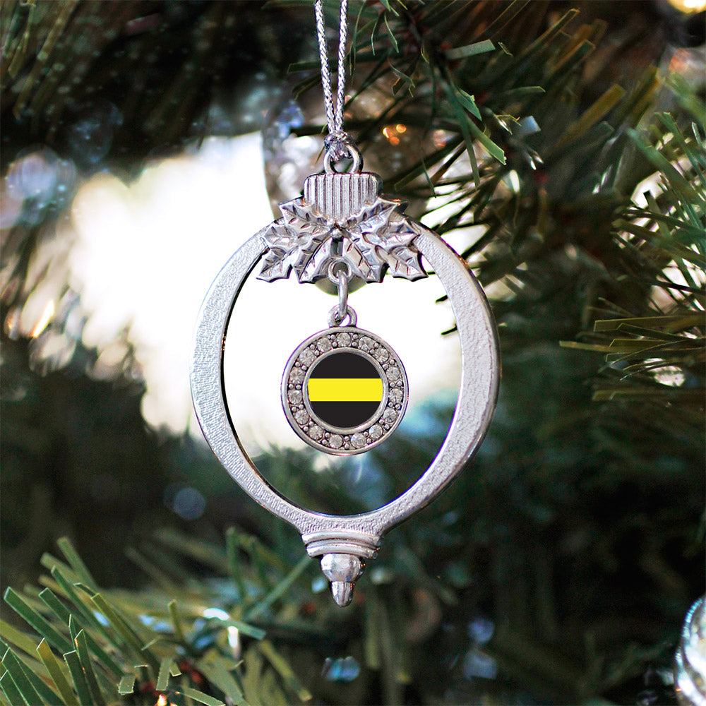 Silver Thin Gold Line Dispatcher Support Circle Charm Holiday Ornament