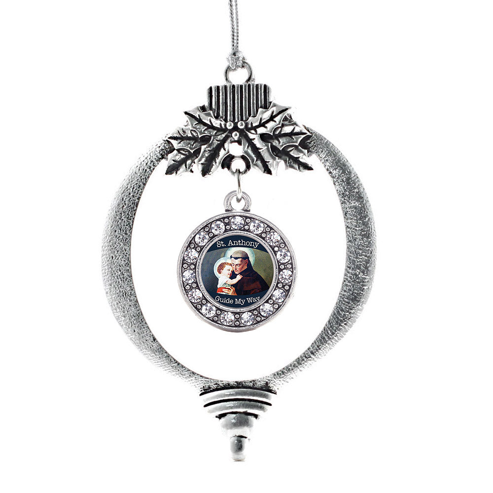 Silver St. Anthony Circle Charm Holiday Ornament