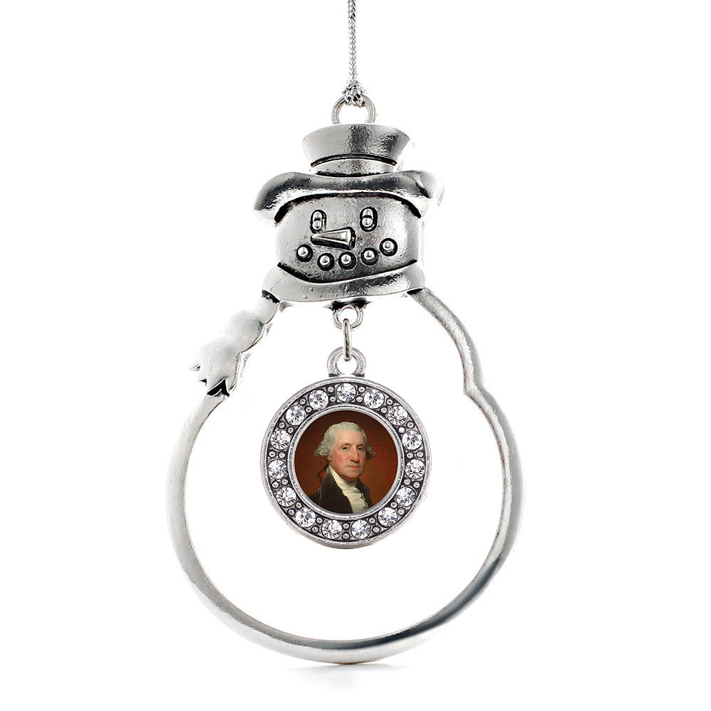 Silver George Washington Circle Charm Snowman Ornament