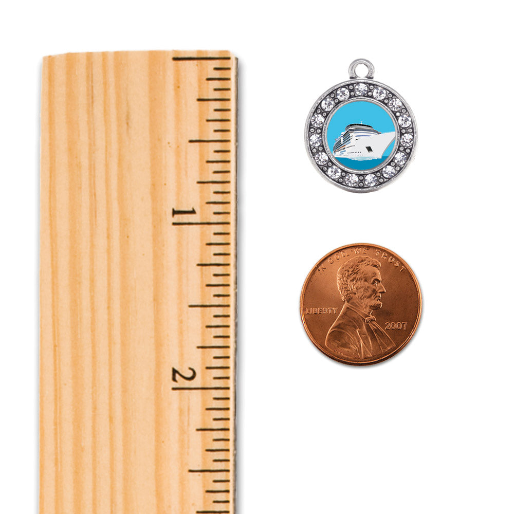 Silver Bon Voyage Cruise Circle Charm Snowman Ornament