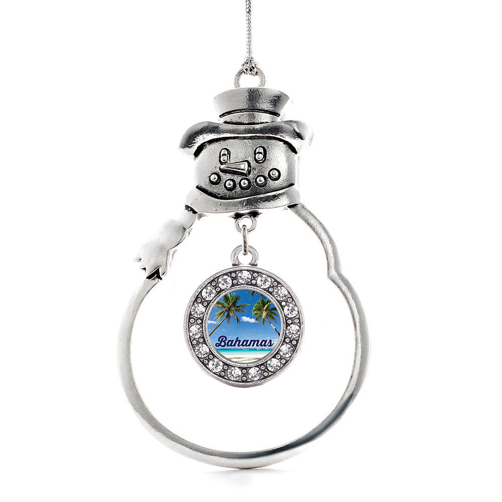 Silver Bahamas Circle Charm Snowman Ornament