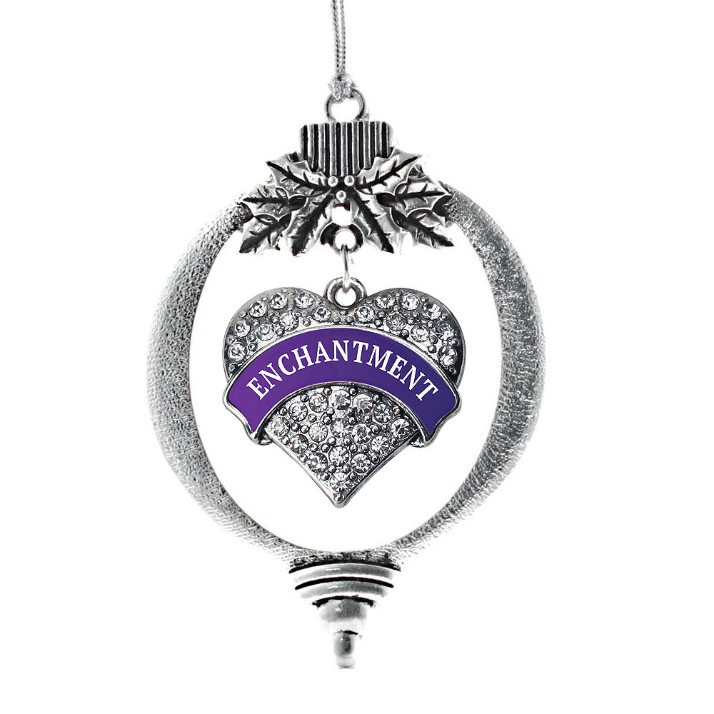 Silver Enchantment Pave Heart Charm Holiday Ornament