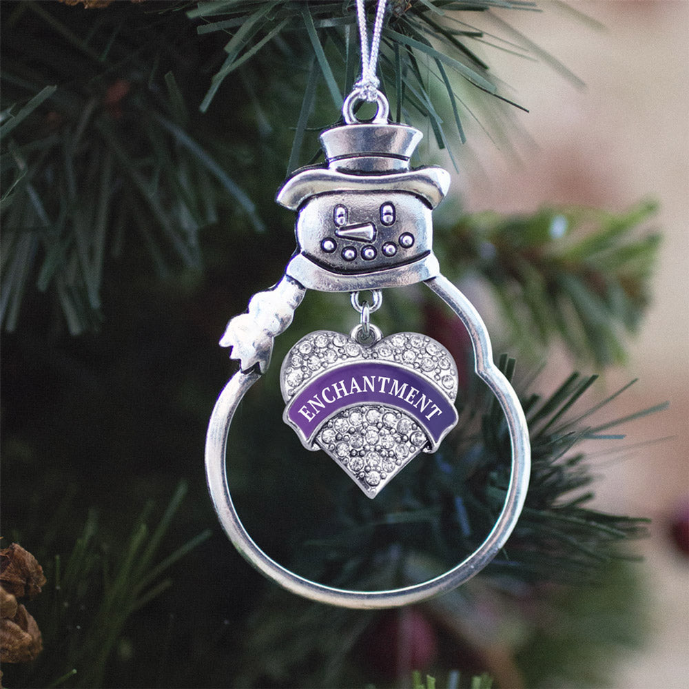 Silver Enchantment Pave Heart Charm Snowman Ornament