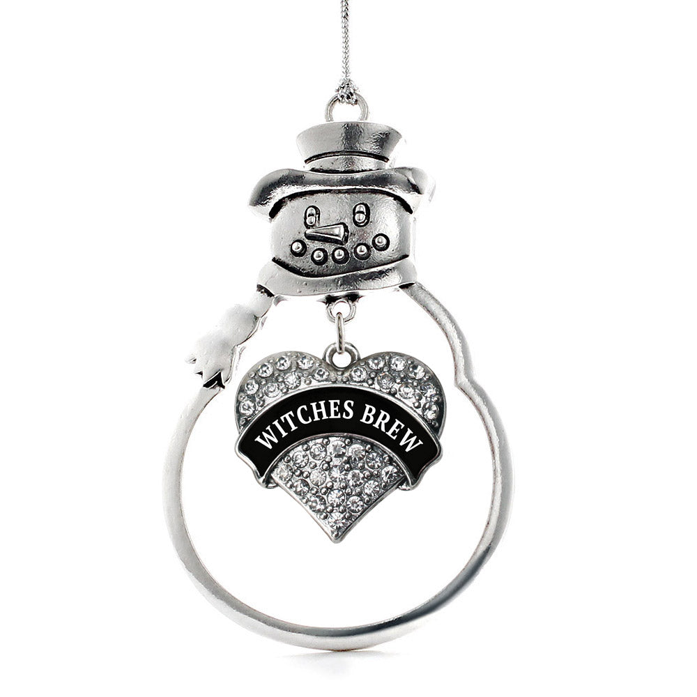 Silver Witches Brew Pave Heart Charm Snowman Ornament
