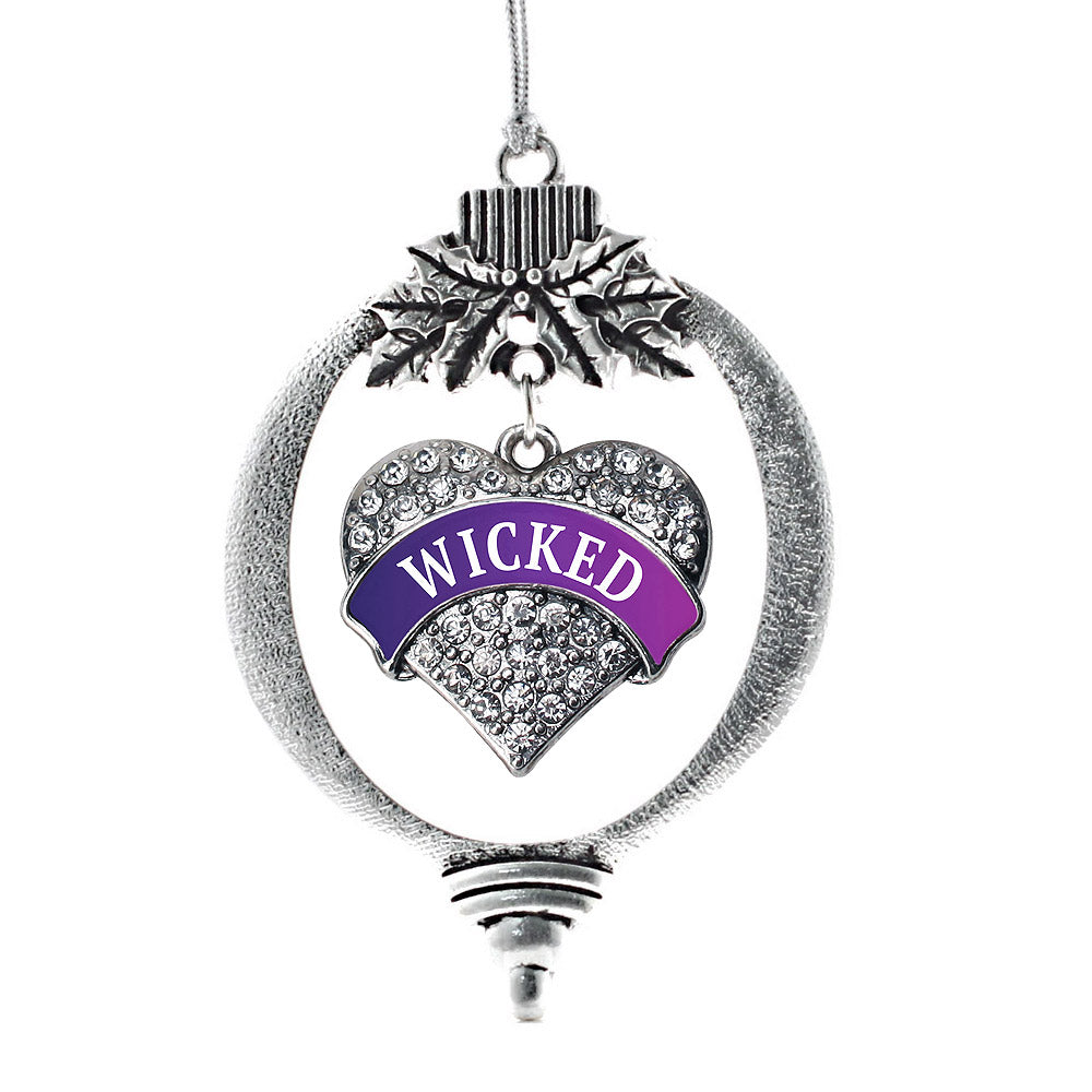 Silver Wicked Pave Heart Charm Holiday Ornament