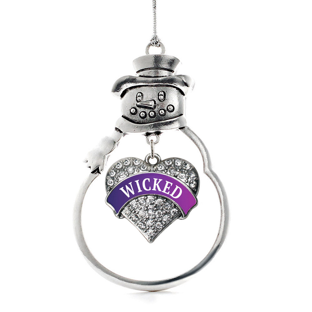 Silver Wicked Pave Heart Charm Snowman Ornament