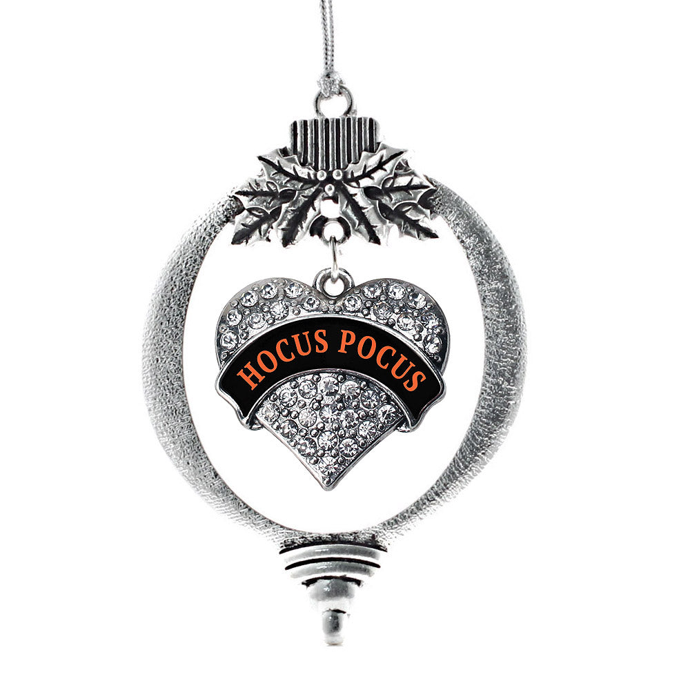 Silver Hocus Pocus Pave Heart Charm Holiday Ornament
