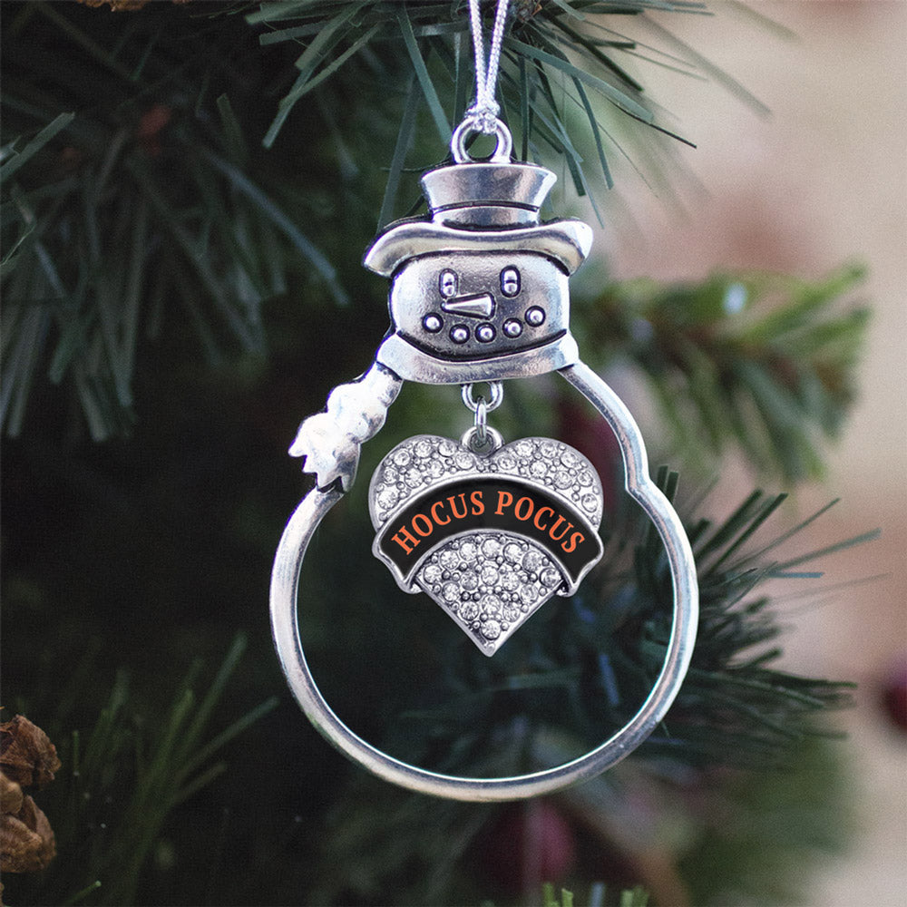 Silver Hocus Pocus Pave Heart Charm Snowman Ornament