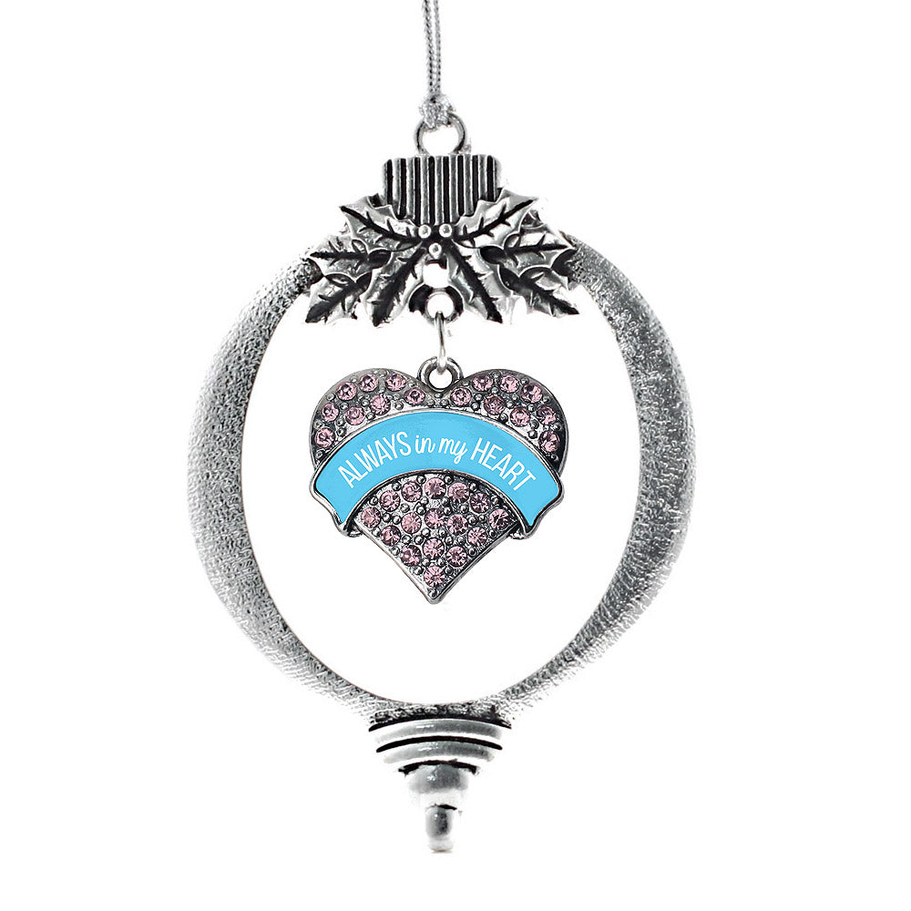 Silver Always in my Heart Pregnancy & Infant Loss Support Pink Pink Pave Heart Charm Holiday Ornament