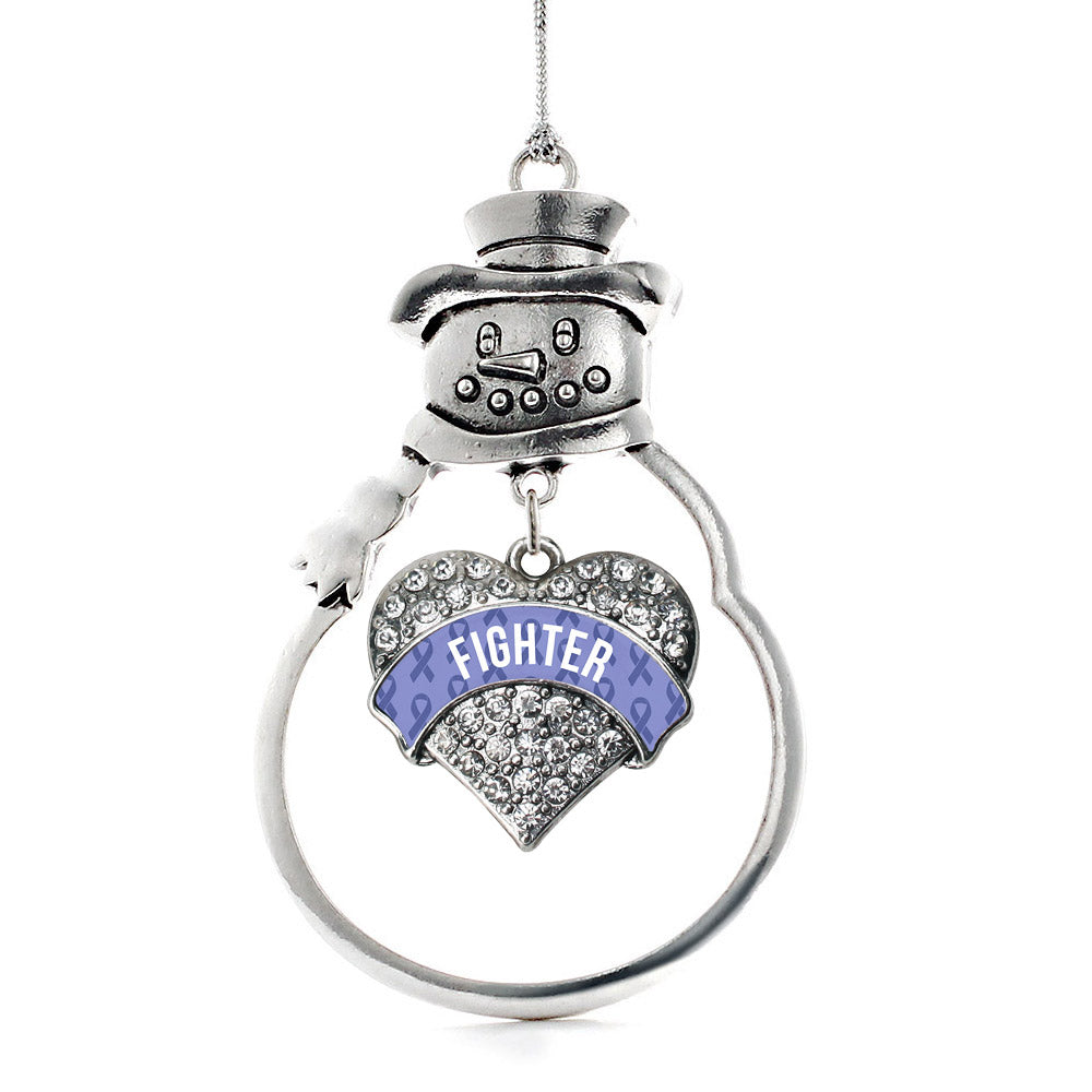 Silver Periwinkle Fighter Pave Heart Charm Snowman Ornament