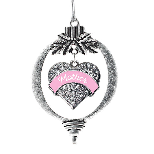 Silver Pink Mother Pave Heart Charm Holiday Ornament