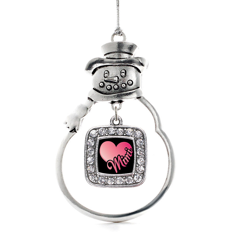 Silver Mimi Square Charm Snowman Ornament