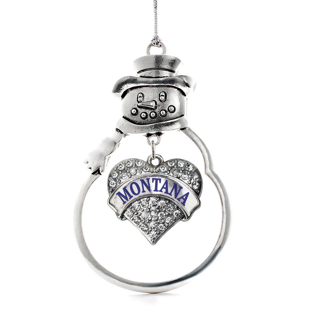 Silver Montana Pave Heart Charm Snowman Ornament